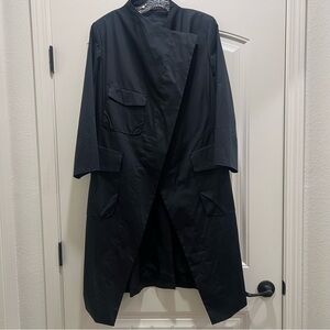 Peachoo Krejberg Long Asymmetrical Avant Garde Black Long Coat